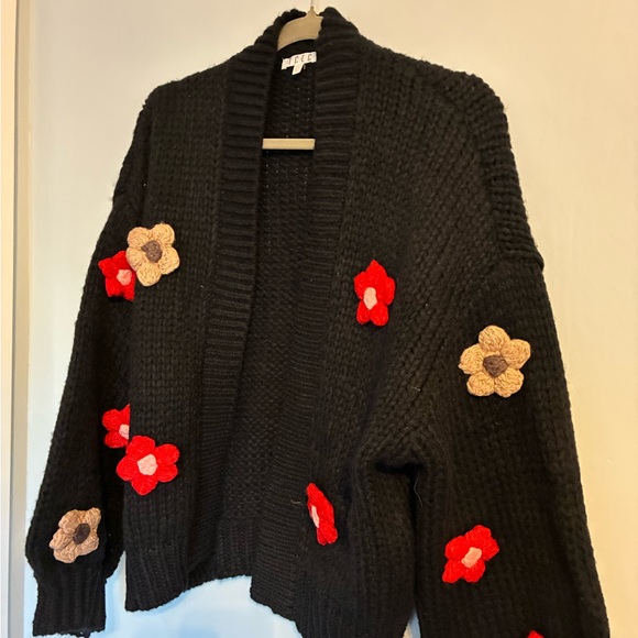 Floral Embellished Black Cardigan - Picture 8 of 8